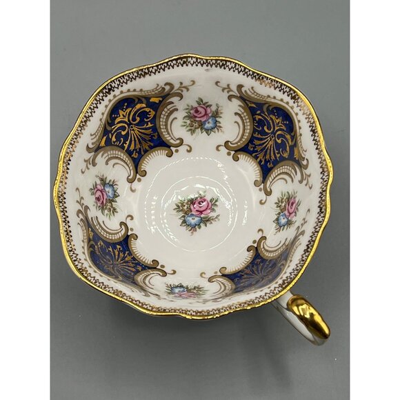 Paragon By Appointment Majesty The Queen Tea Cup Saucer Set Gold & Blue Rare - Picture 6 of 9